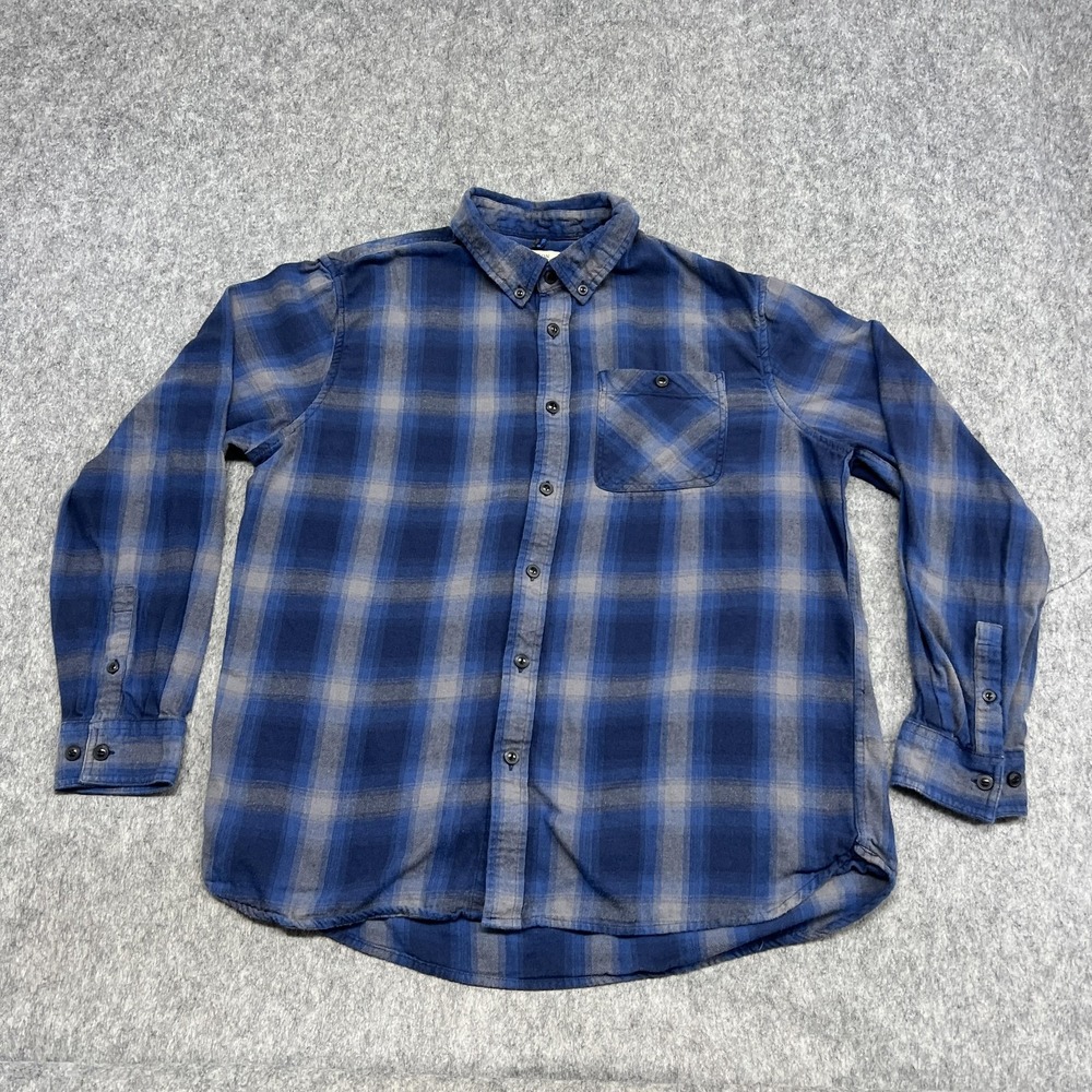 Boston Traders‎ Shirt Mens XL Blue Plaid Flannel Button Front Long Sleeve Casual